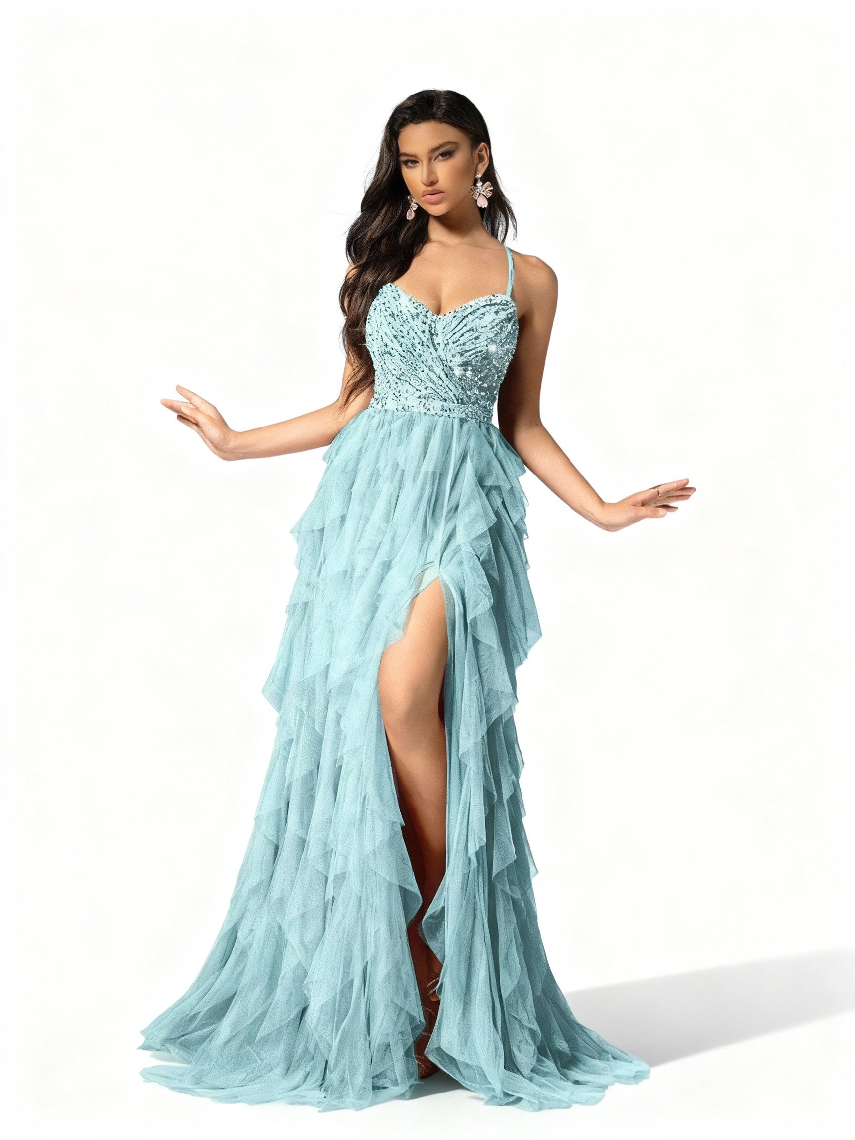 Sovae | Romantisches Rückenkleid aus Mesh und Pailletten