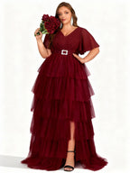 Sovae | Burgunderfarbenes Lagenkleid aus Chiffon