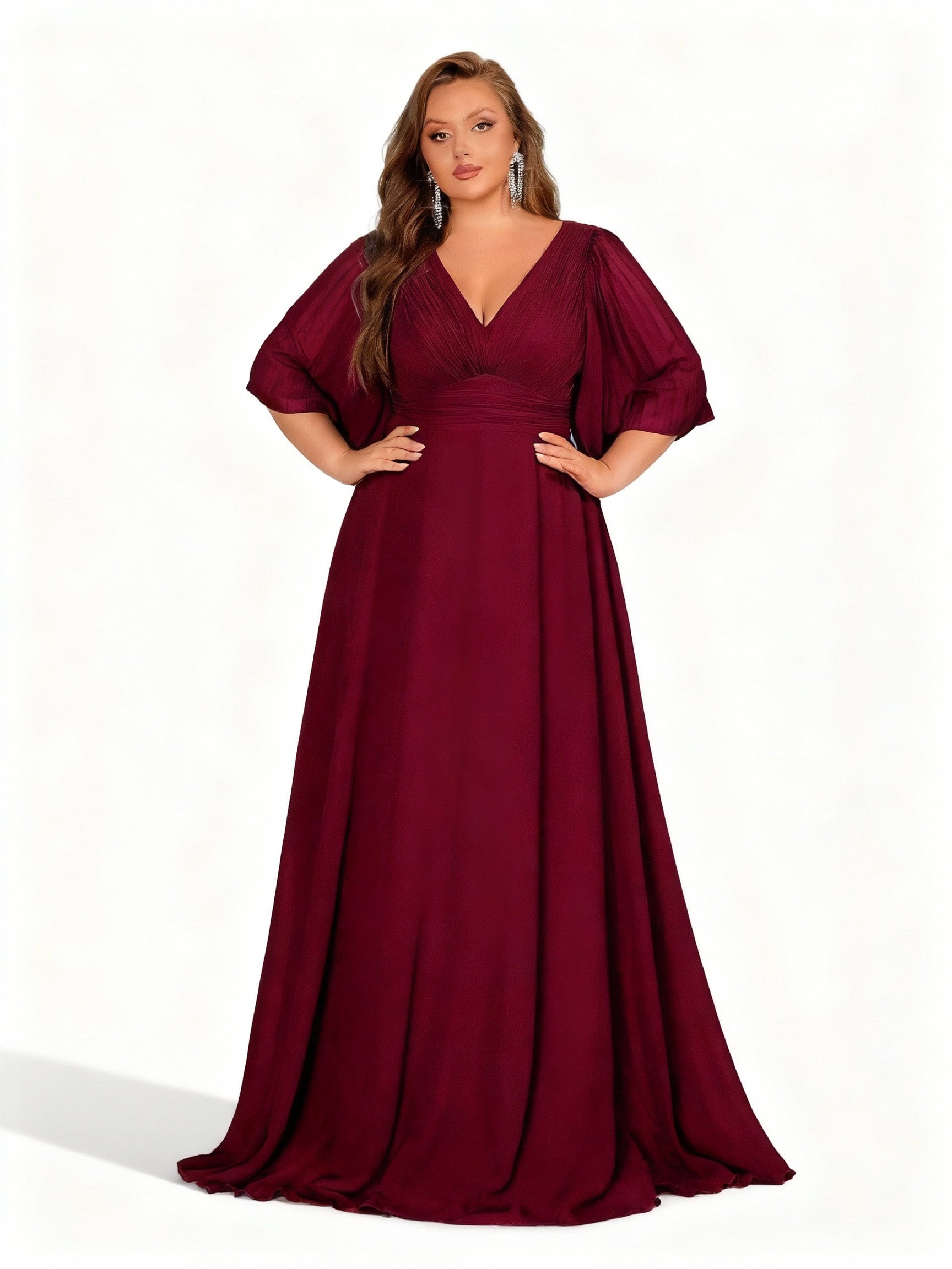 Sovae | Langes Kleid in Großen Größen mit Weiten Ärmeln