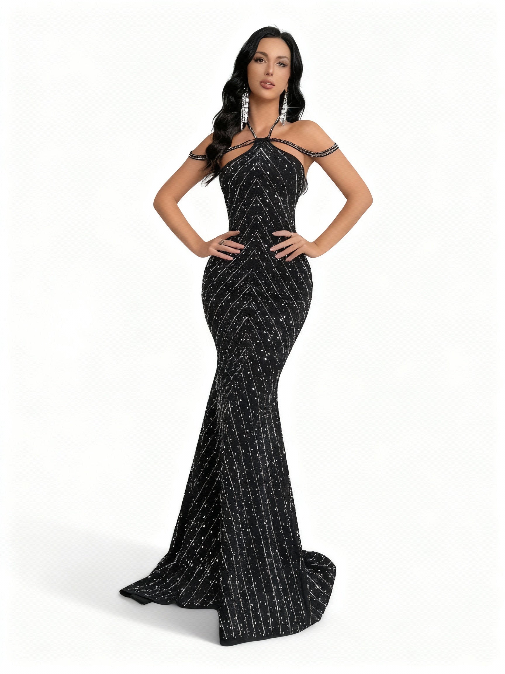 Sovae | Göttliches Strasskleid mit Rückenausschnitt im Meerjungfrauenstil