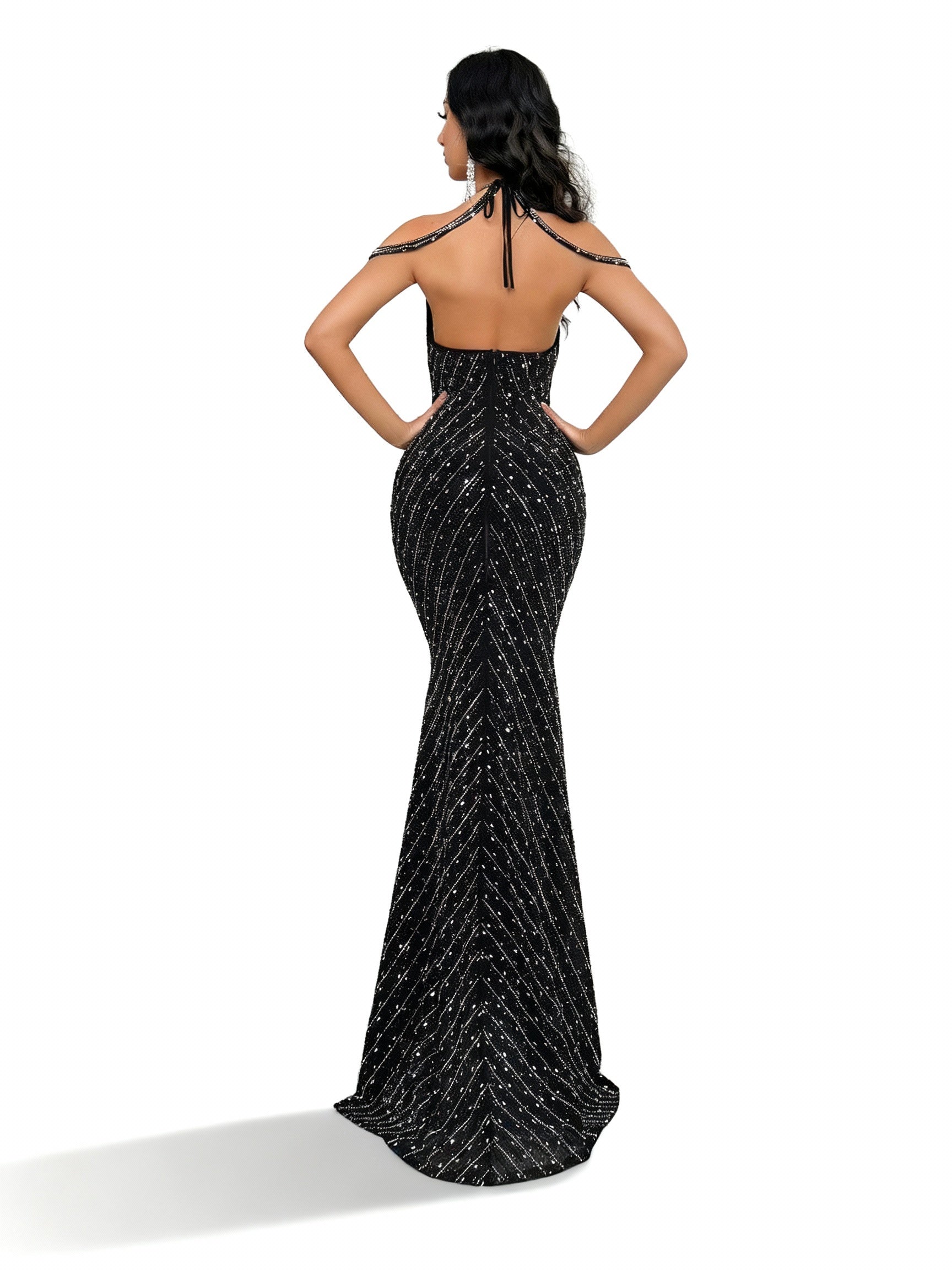 Sovae | Göttliches Strasskleid mit Rückenausschnitt im Meerjungfrauenstil