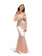 Sovae | Göttliches rosa Brautjungfernkleid mit Schleife und Meerjungfrauen-Saum