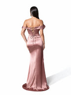 Sovae | Edles Abendkleid mit Falten und Blumenverzierung in elegantem Stil