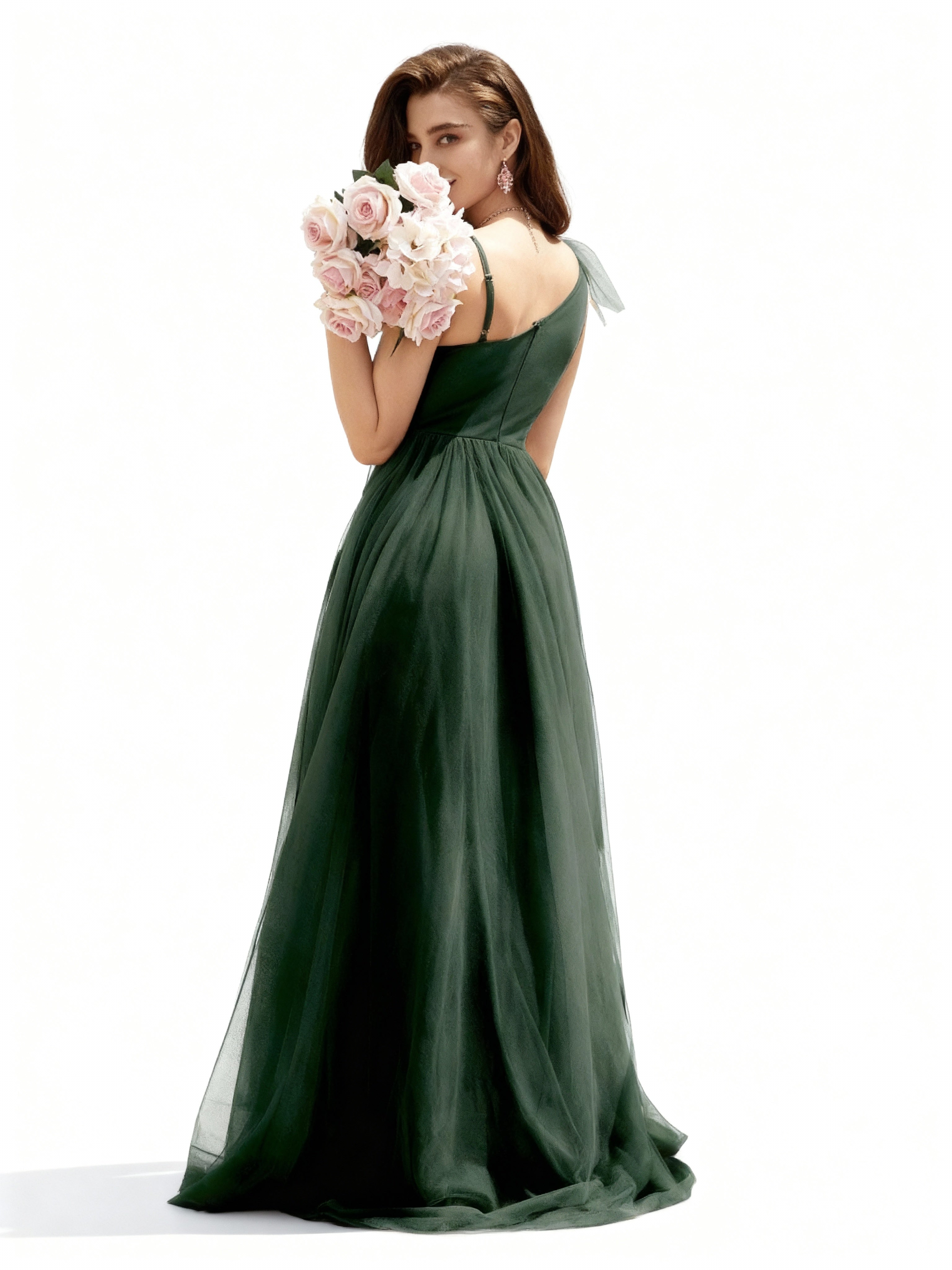 Sovae | Asymmetrisches Netzkleid mit Blumenverzierung