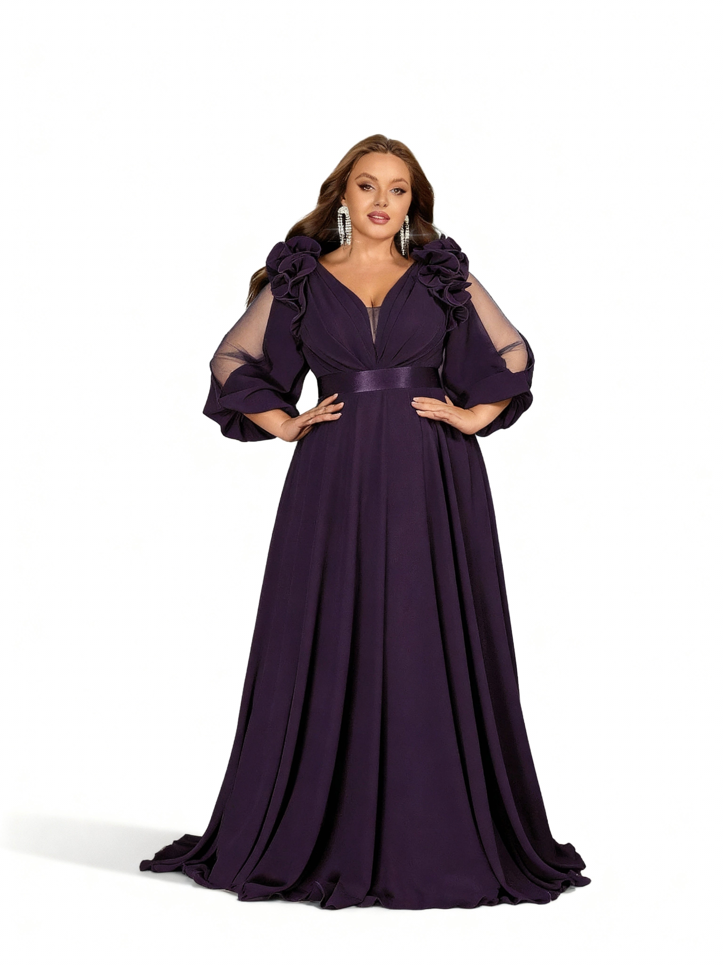 Sovae | Elegantes Chiffon-Maxikleid in Großen Größen