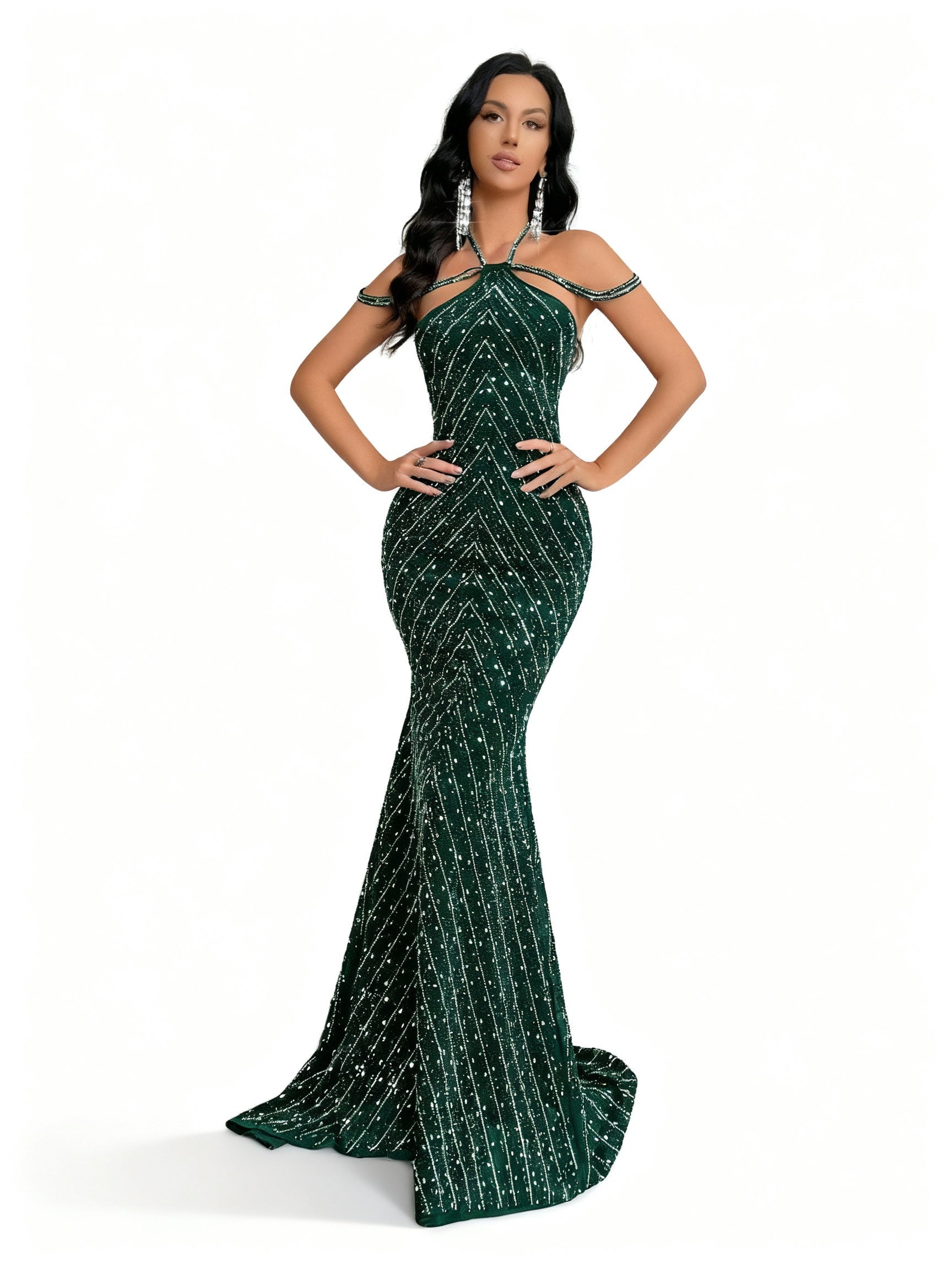 Sovae | Göttliches Strasskleid mit Rückenausschnitt im Meerjungfrauenstil