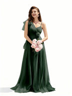 Sovae | Asymmetrisches Netzkleid mit Blumenverzierung