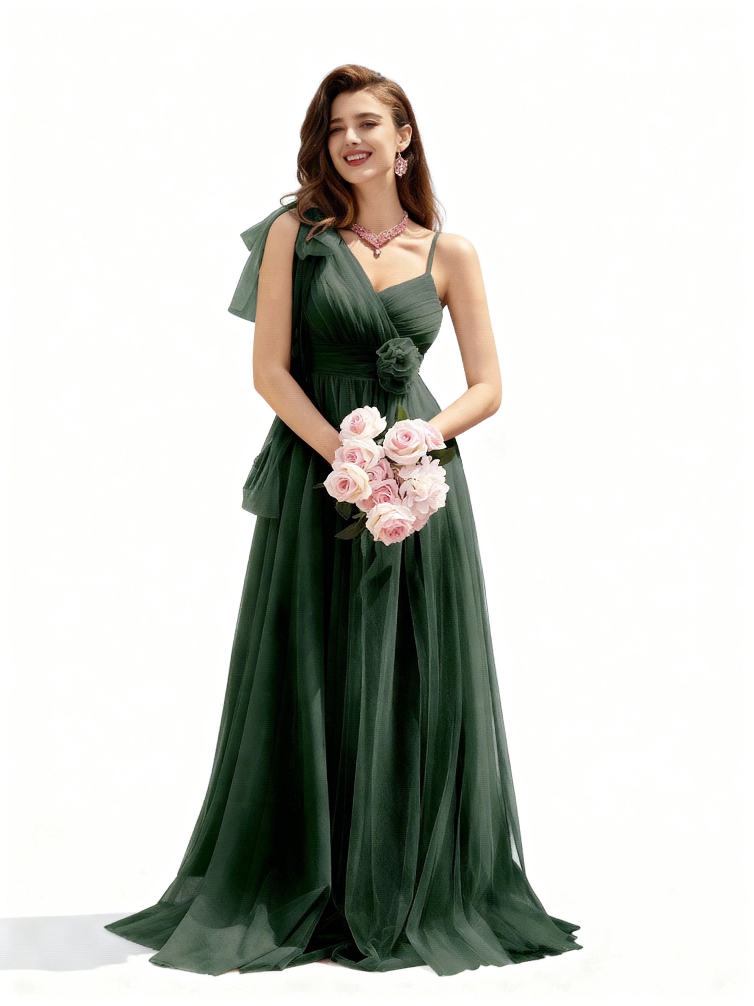 Sovae | Asymmetrisches Netzkleid mit Blumenverzierung