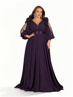 Sovae | Elegantes Chiffon-Maxikleid in Großen Größen