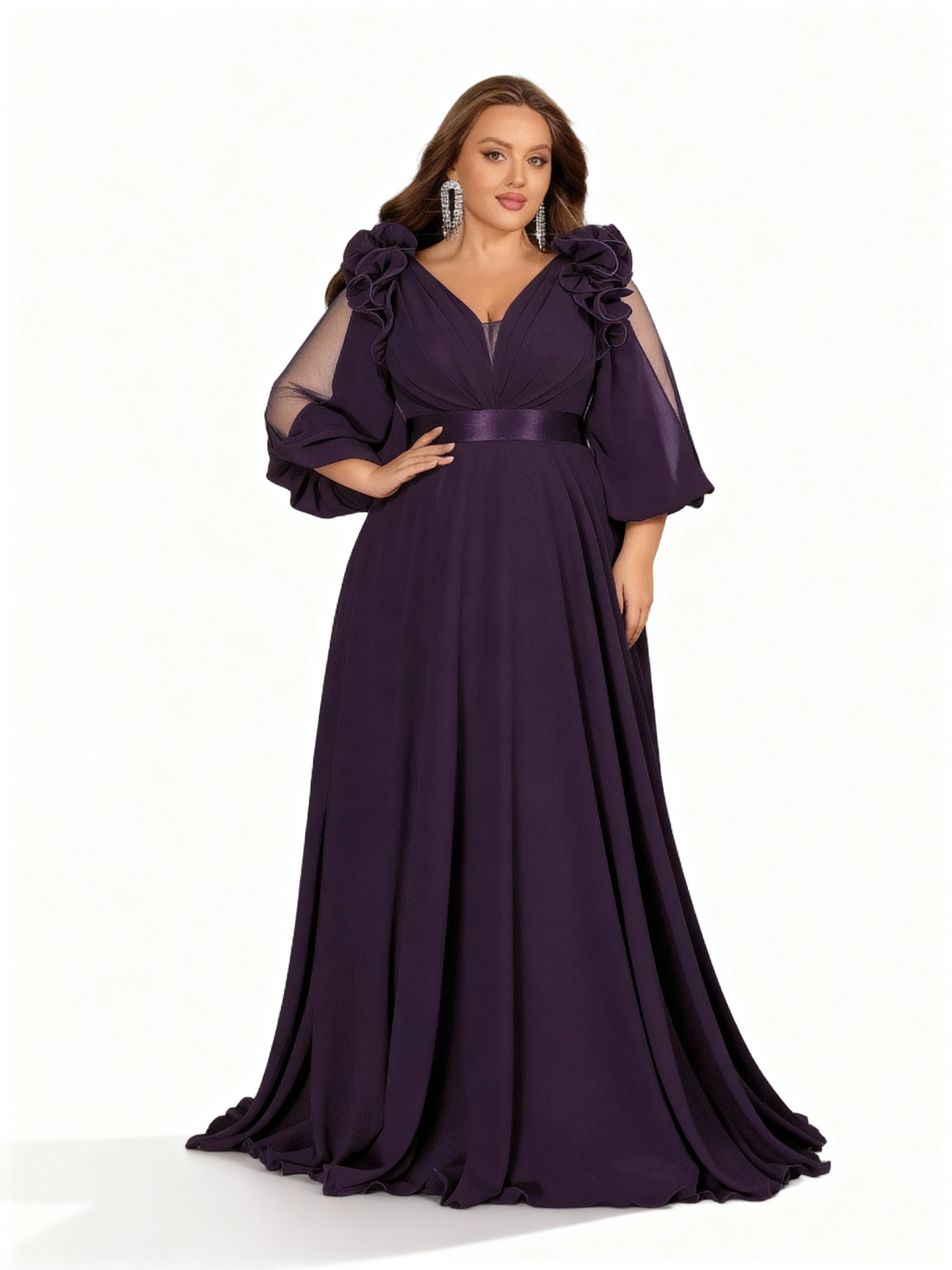 Sovae | Elegantes Chiffon-Maxikleid in Großen Größen