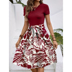 Damen Midi-Kleid mit floralem Design und tailliertem Schnitt Sovae