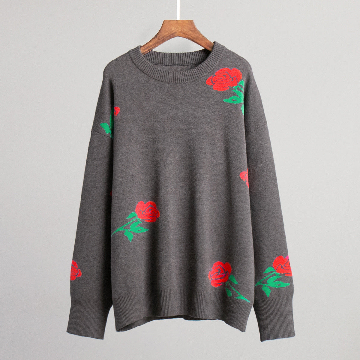 Damen weicher Strickpullover mit floralem Design Sovae