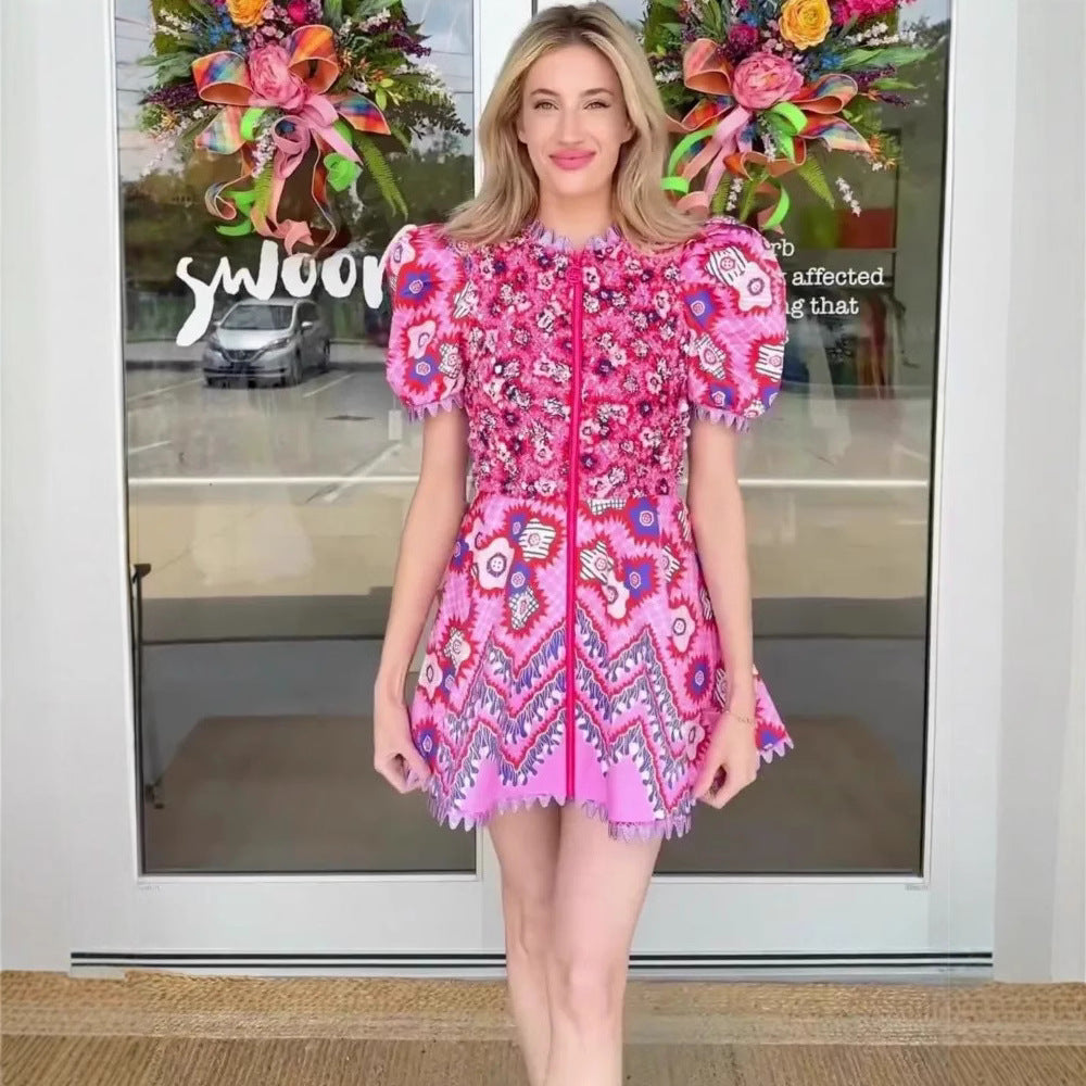 Damen Wickelkleid mit buntem floralen Muster und elastischen Details Sovae