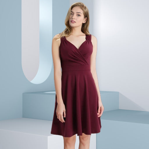Damen Midikleid mit taillierter Passform und eleganten Falten Sovae