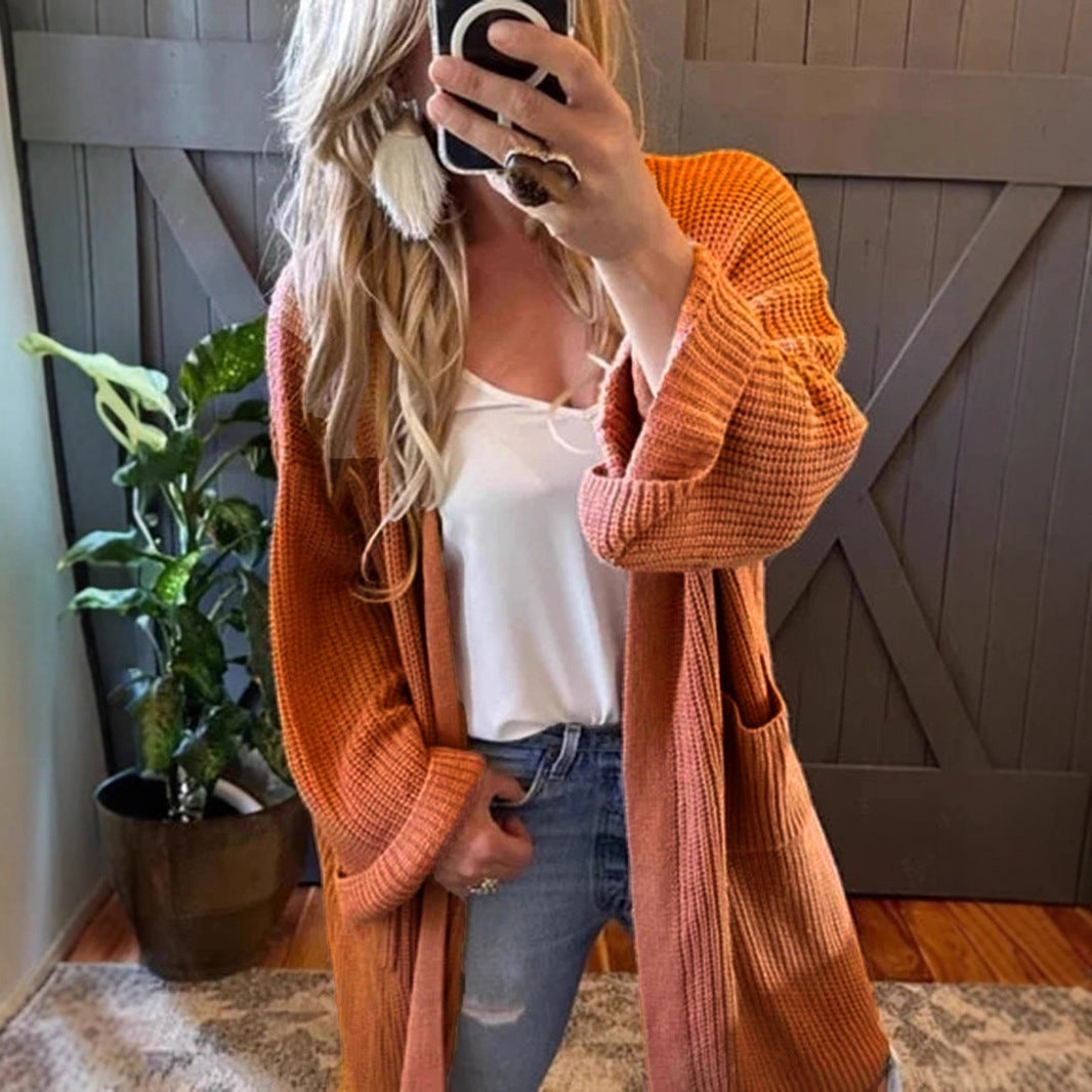 Damen luftige Strickjacke mit praktischen Taschen und lockerer Passform Sovae