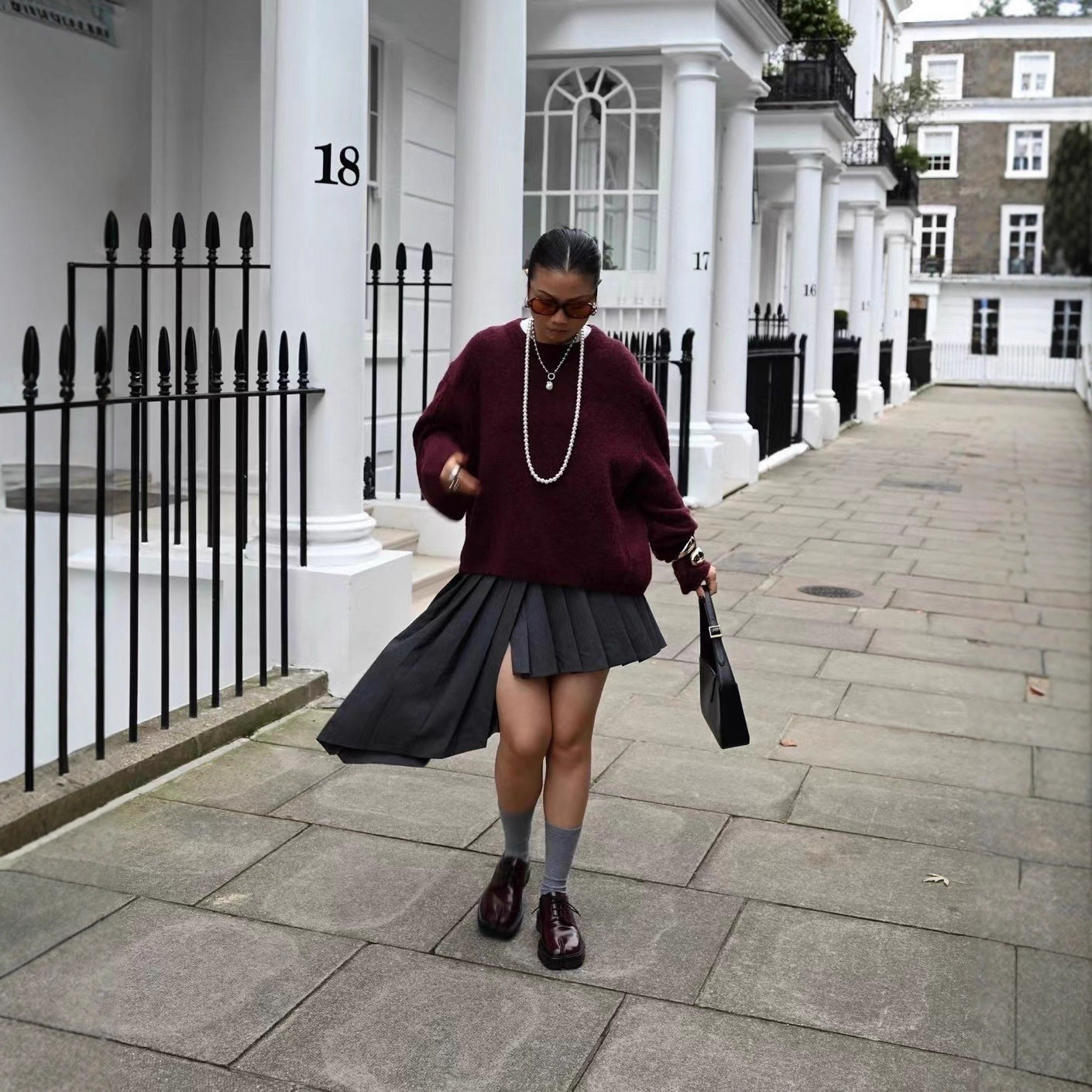 Damen gestrickter Pullover mit Rundhalsausschnitt und weiten Ärmeln Sovae