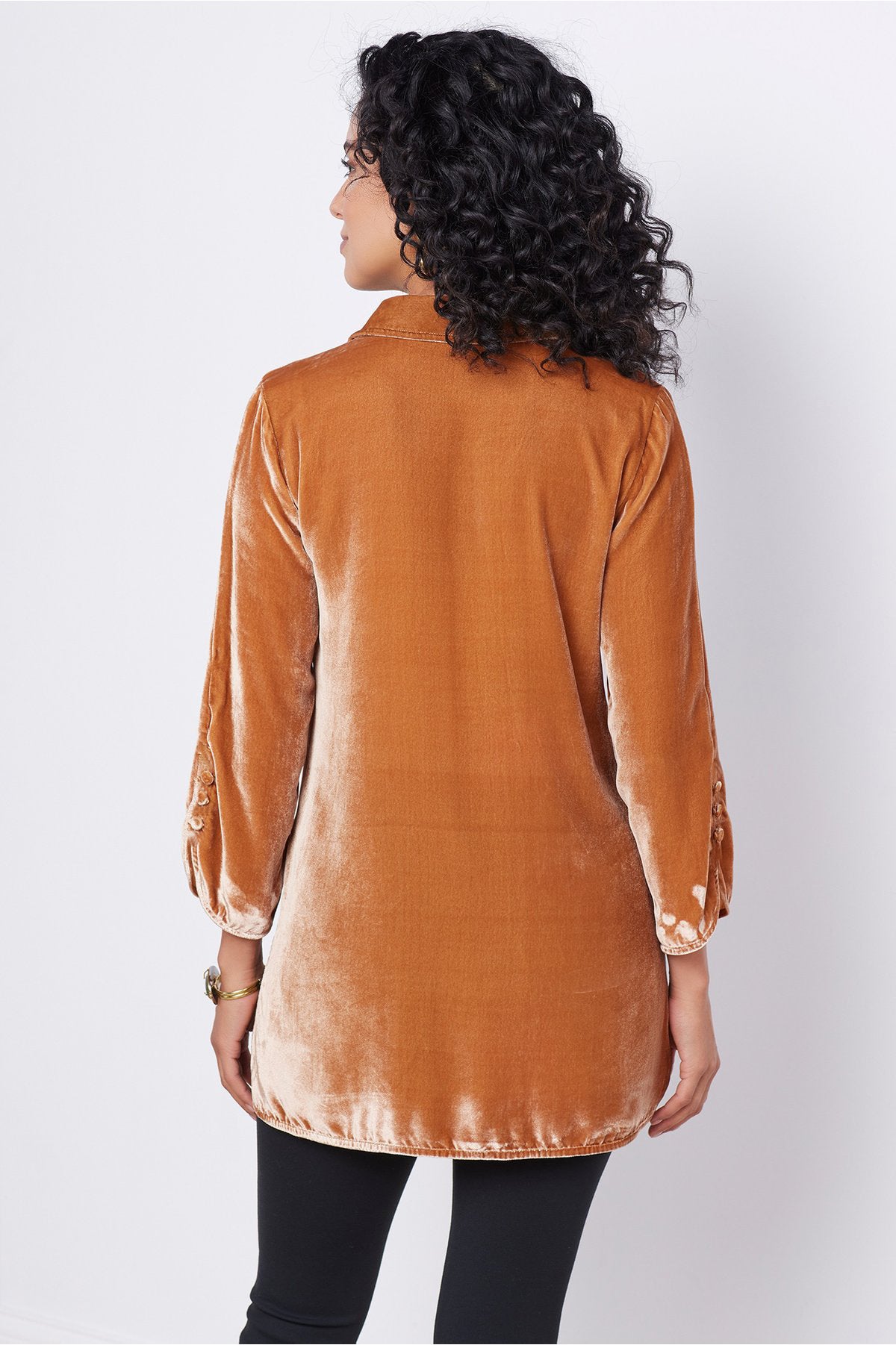 Damen Velourshemd mit modischem Kragen Sovae