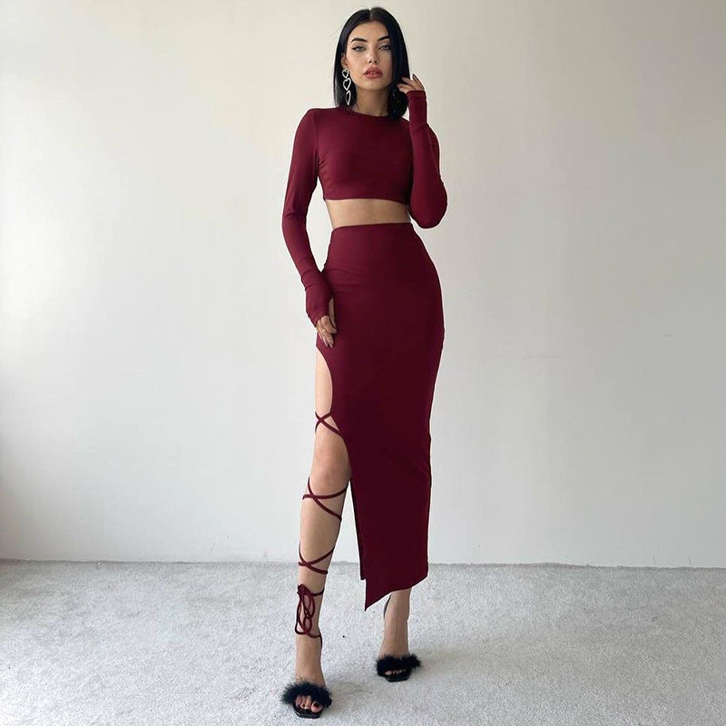 Damen Midi-Rock mit Asymmetrischem Schnitt Sovae