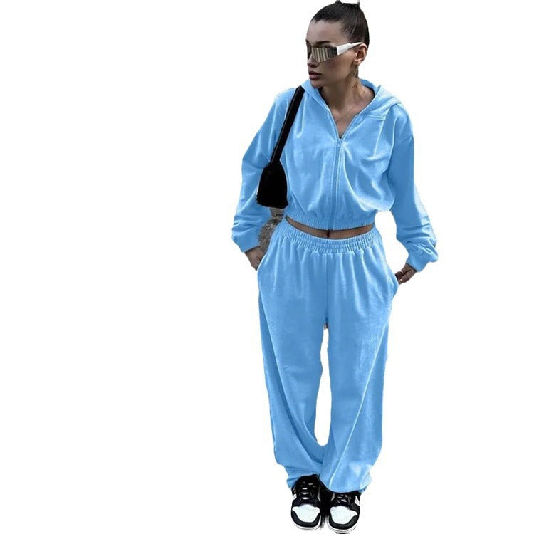Damen komfortabler Fleece-Trainingsanzug mit hoher Taille Sovae