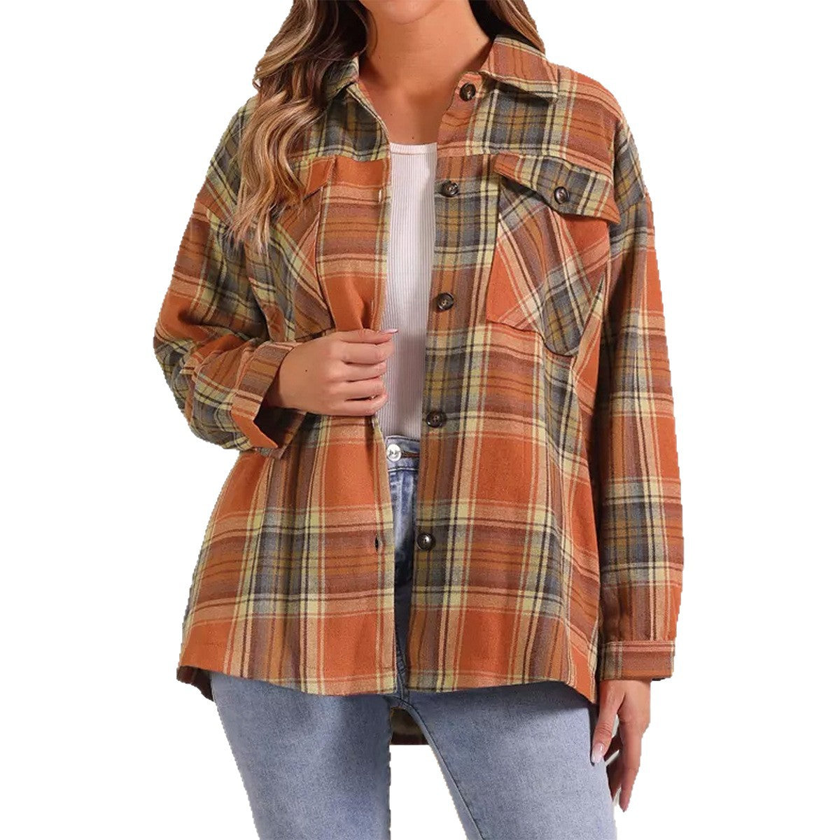 Damen Karierte Flanelljacke Sovae
