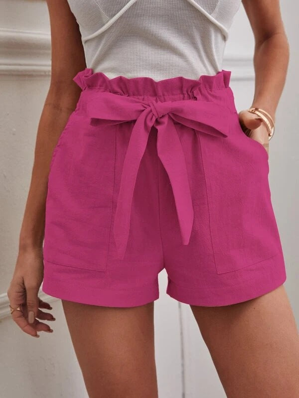 Damen Tailored Shorts mit Krawatte und praktischen Taschen Sovae