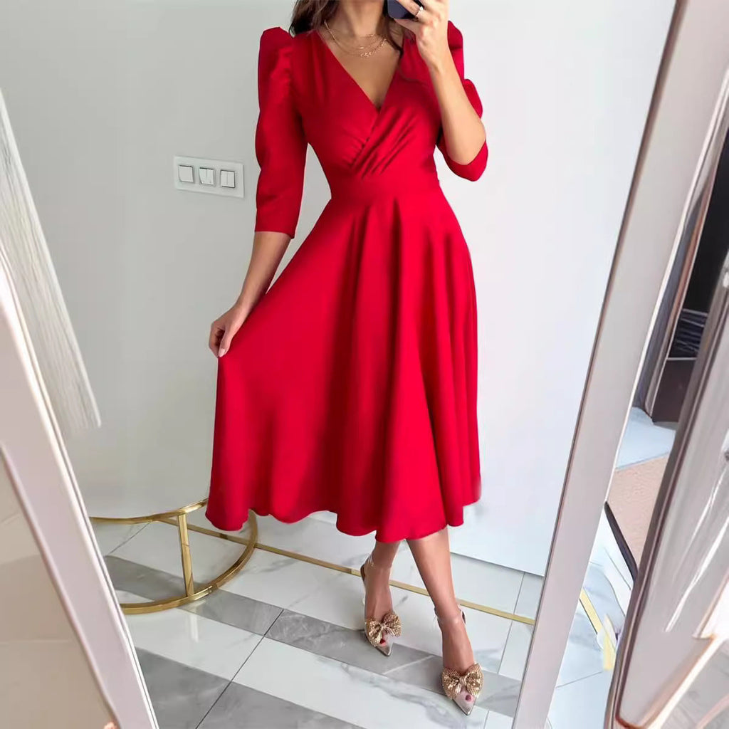 Damen Elegantes Midi Kleid Sovae
