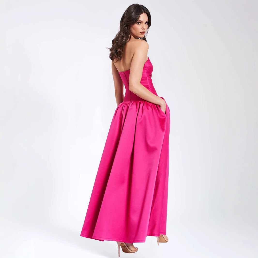 Damen Abendkleid mit schulterfreier Silhouette und voluminösem Rock Sovae