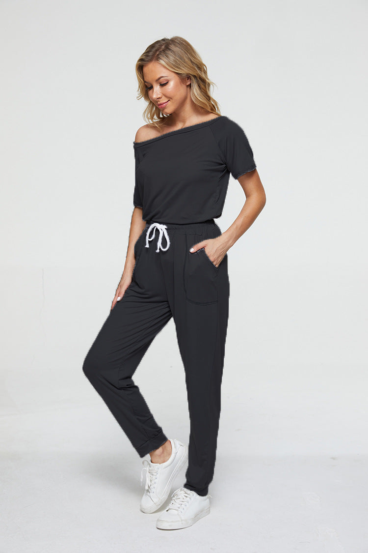 Damen lässiger Jumpsuit mit seitlichen Taschen Sovae