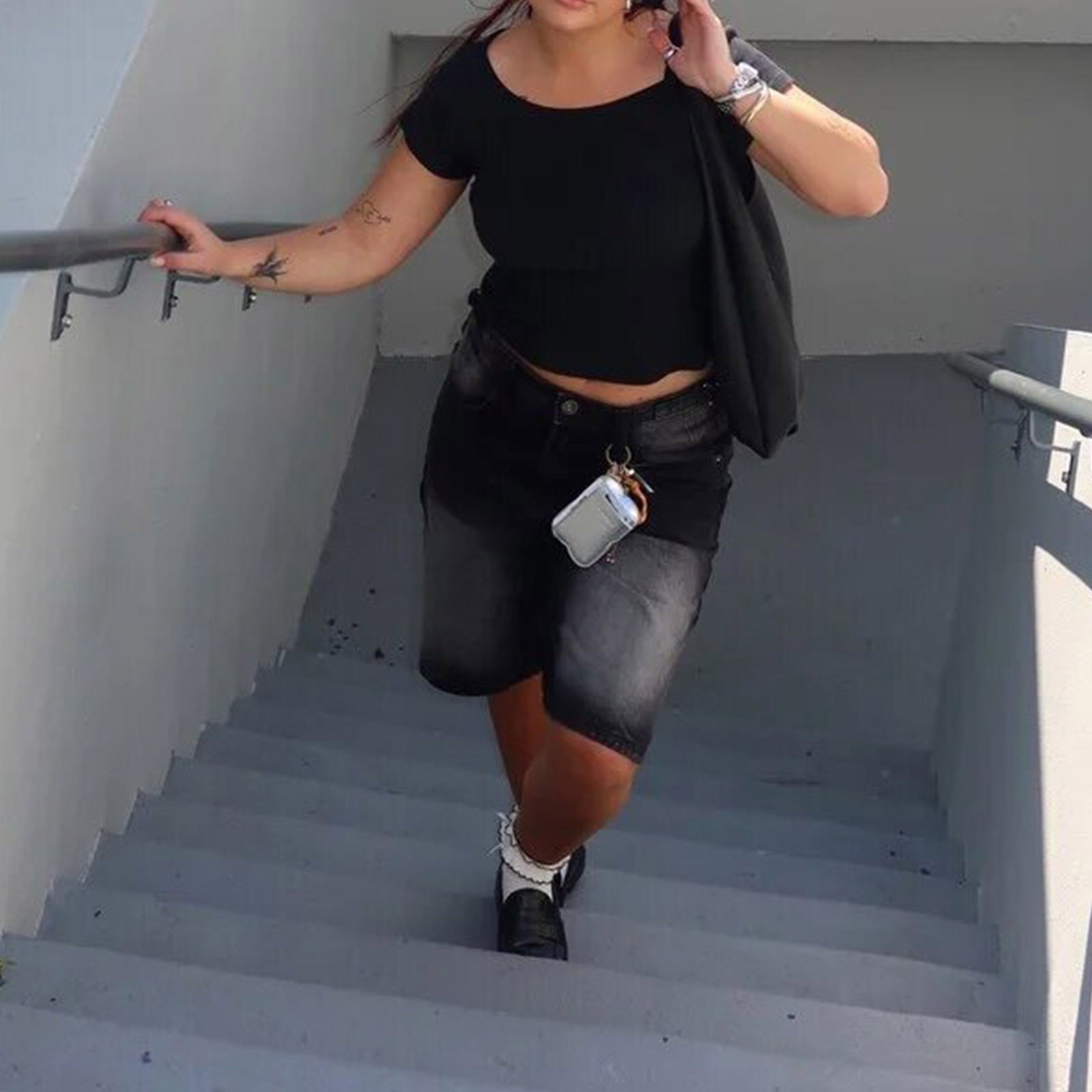 Damen High-Waist Denim-Bermudas mit lässigem Schnitt Sovae