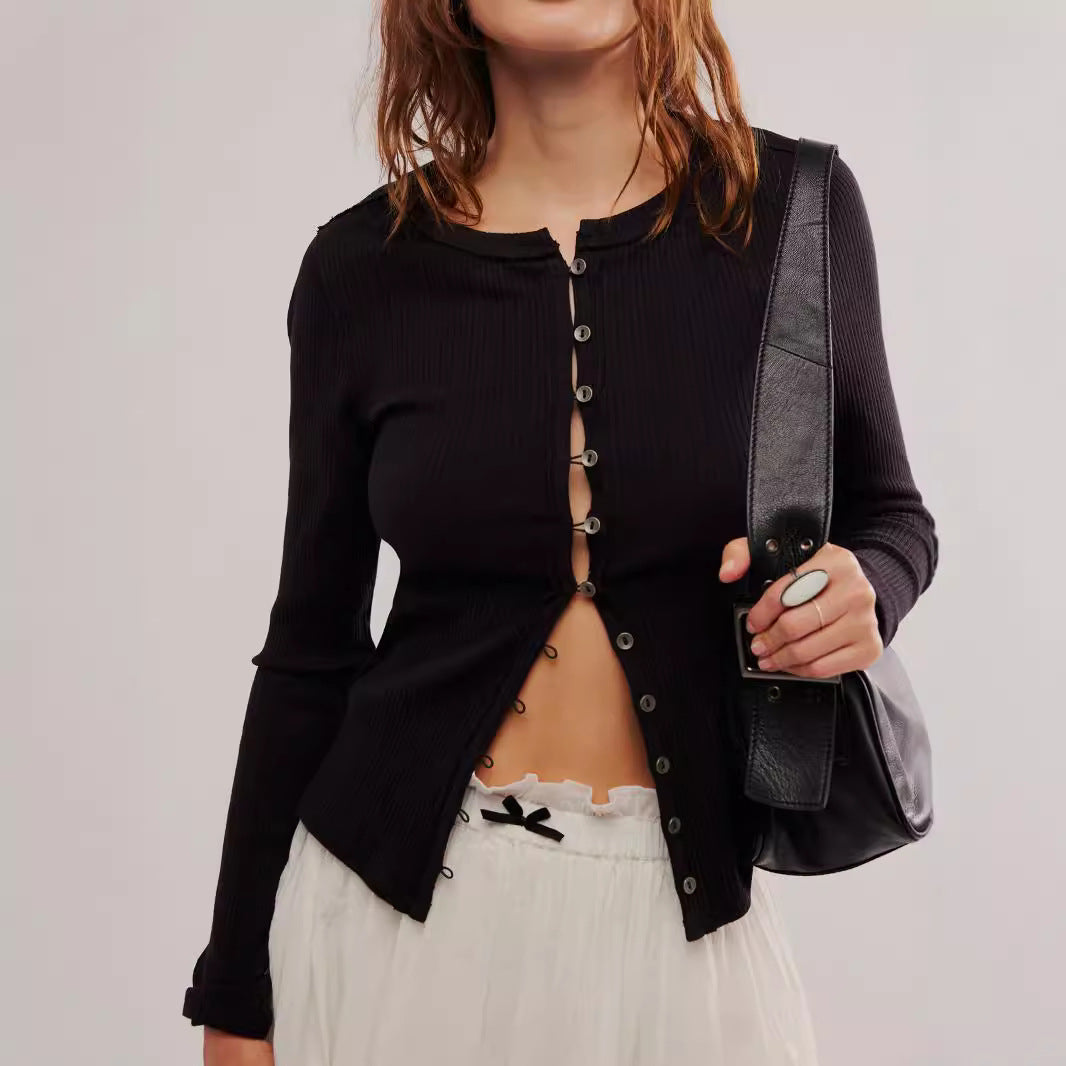 Damen Strickjacke mit Knopfdetails und leichtem Rippstrukturdesign Sovae