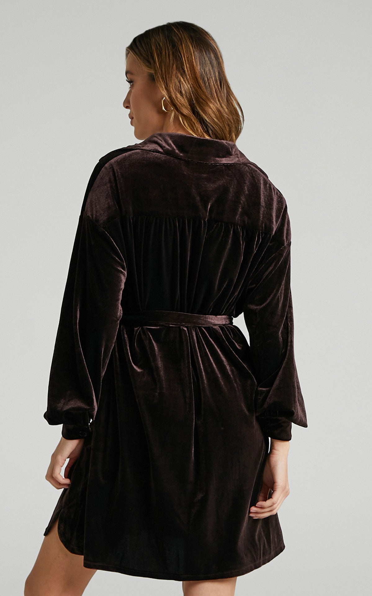 Damen Velourshemdkleid Sovae