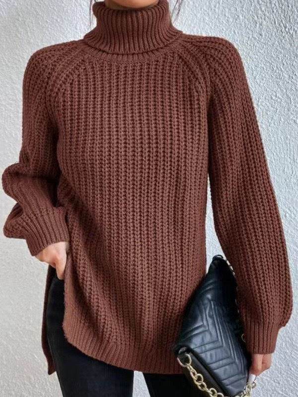 Damen gemütlicher Strickpullover mit Rollkragen und weitem Schnitt Sovae