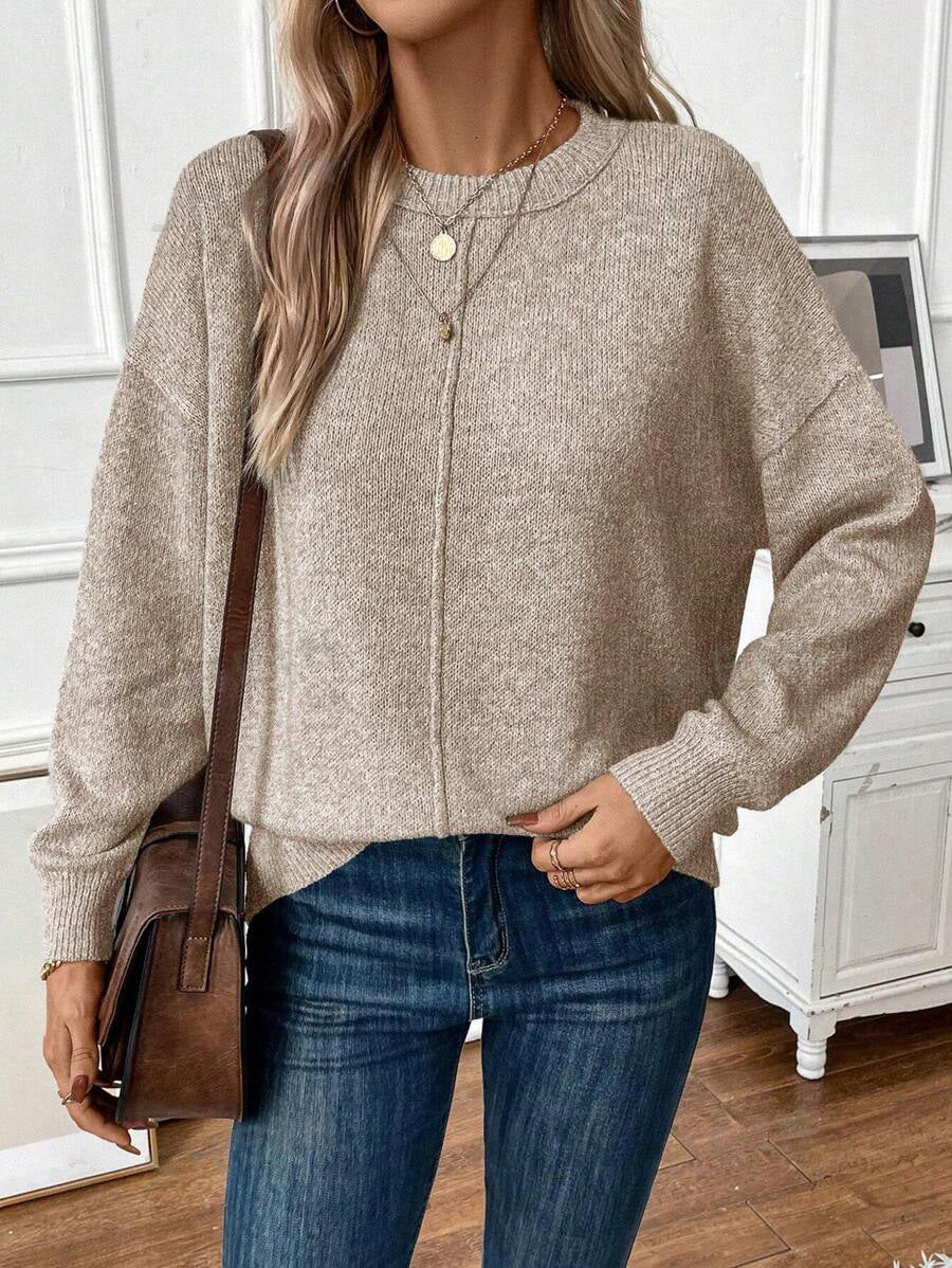 Damen lässiger Strickpullover mit lockerer Passform und schlichtem Design Sovae