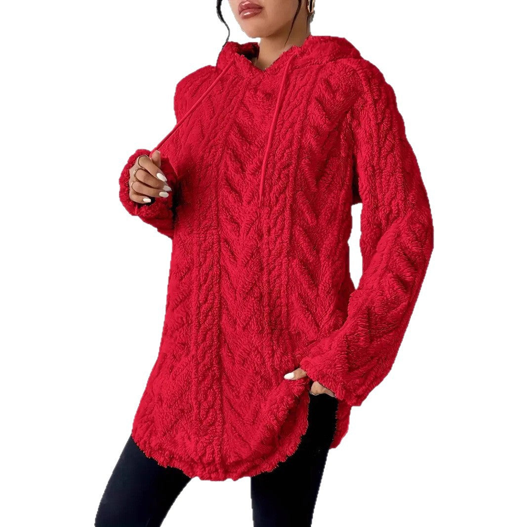Damen Kuschelige Kapuzenjacke mit strukturiertem Fleece Sovae