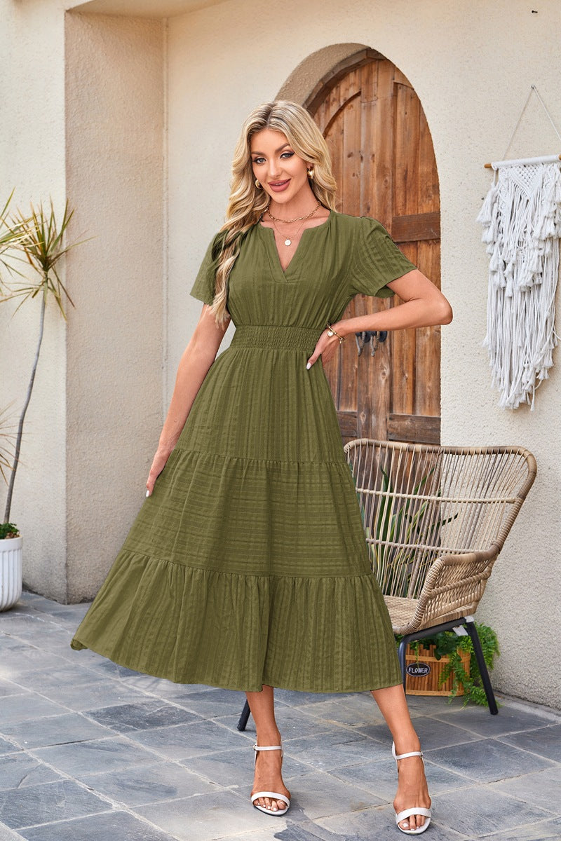 Damen Maxikleid mit voluminösem Rock Sovae