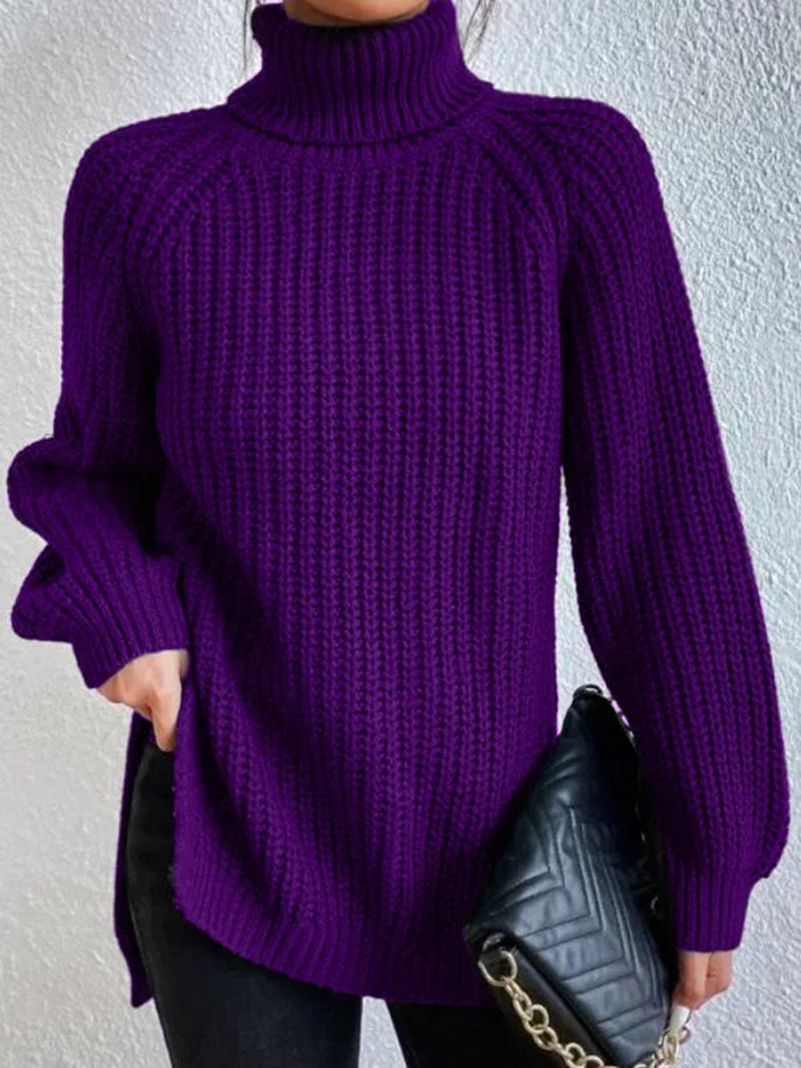 Damen gemütlicher Strickpullover mit Rollkragen und weitem Schnitt Sovae