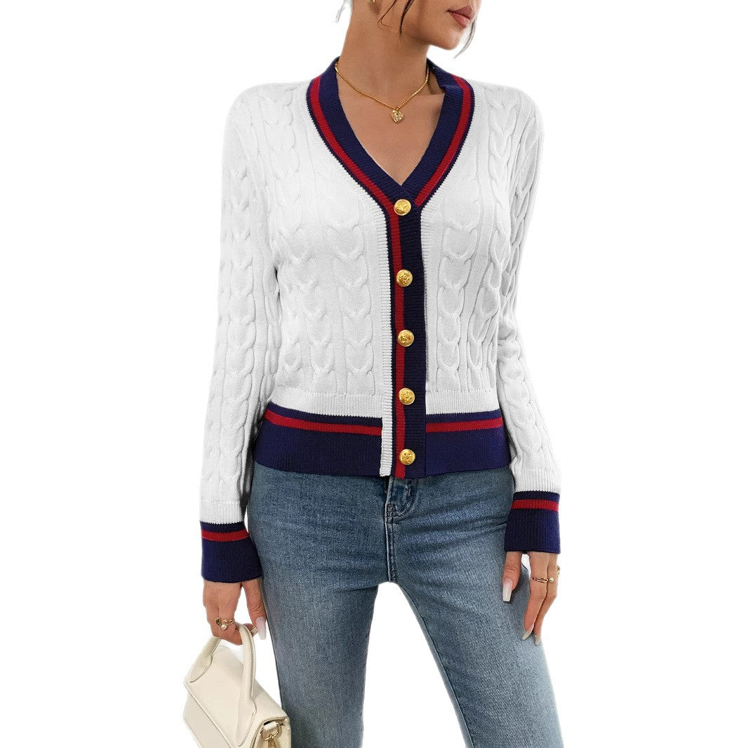 Damen modischer, strukturierter Cardigan mit Kabelstrick und dekorativen Knopfdetails Sovae