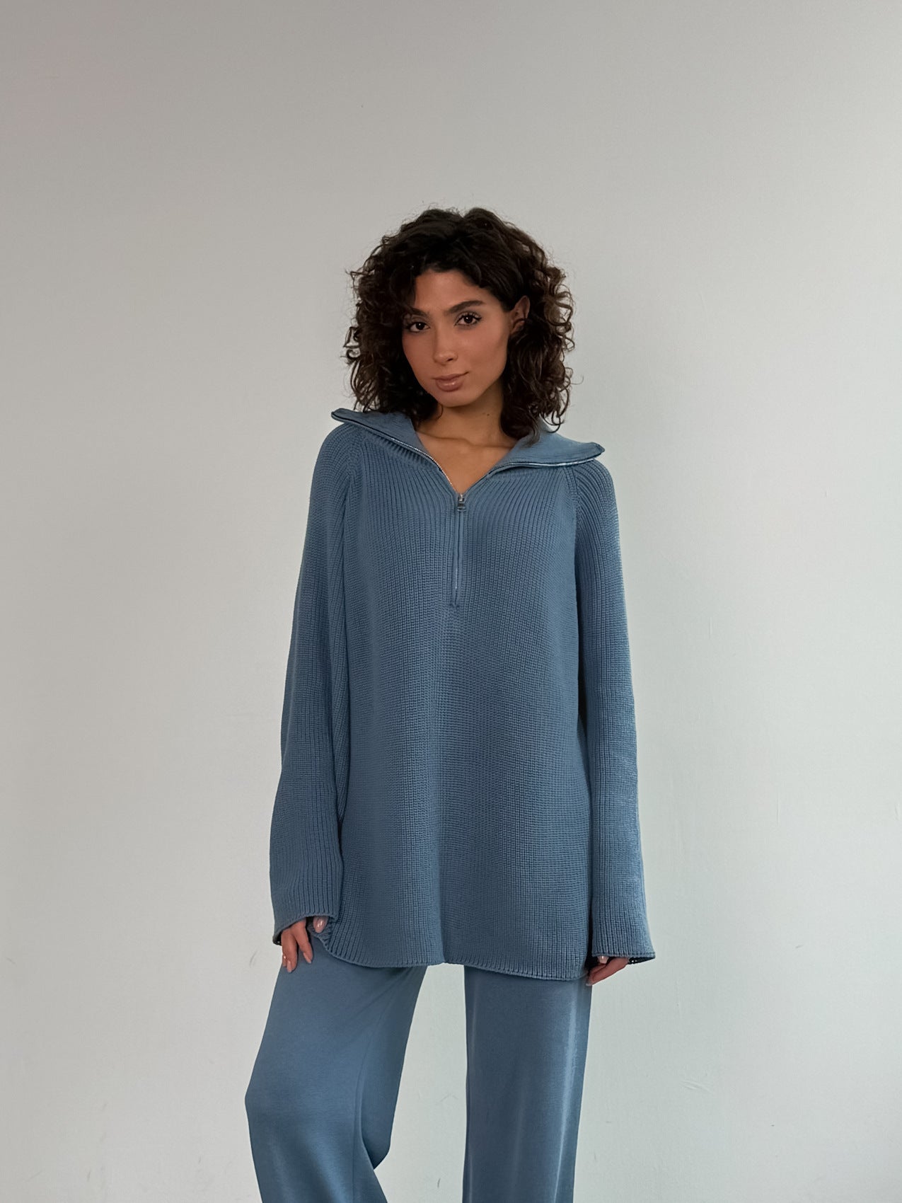Damen Oversized Strickpullover mit modischem Kragen Sovae