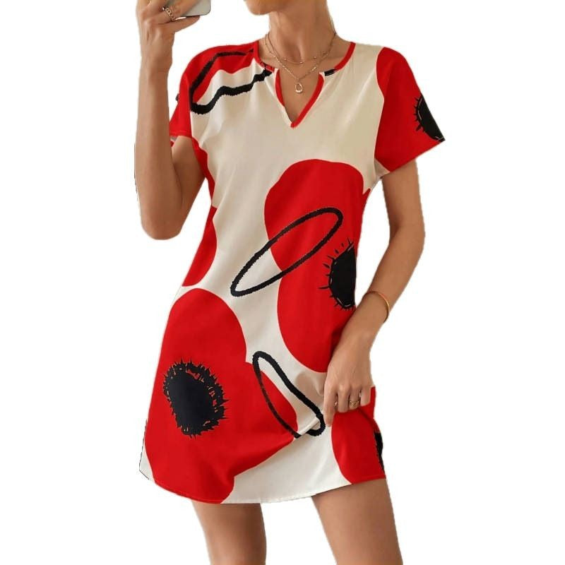 Damen Kurzarmkleid mit floralem Druck Sovae