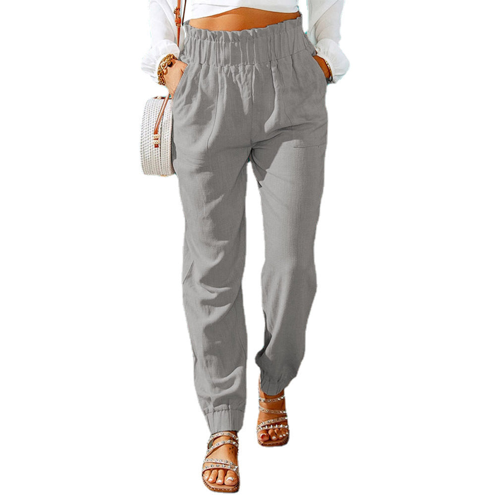 Damen Bequeme und elegante Sommerhose mit elastischem Bund und praktischen Taschen Sovae