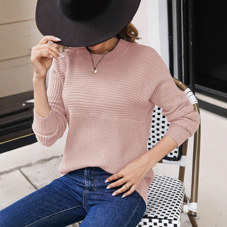 Damen modischer Strickpullover mit texturiertem Muster und dekorativen Details Sovae