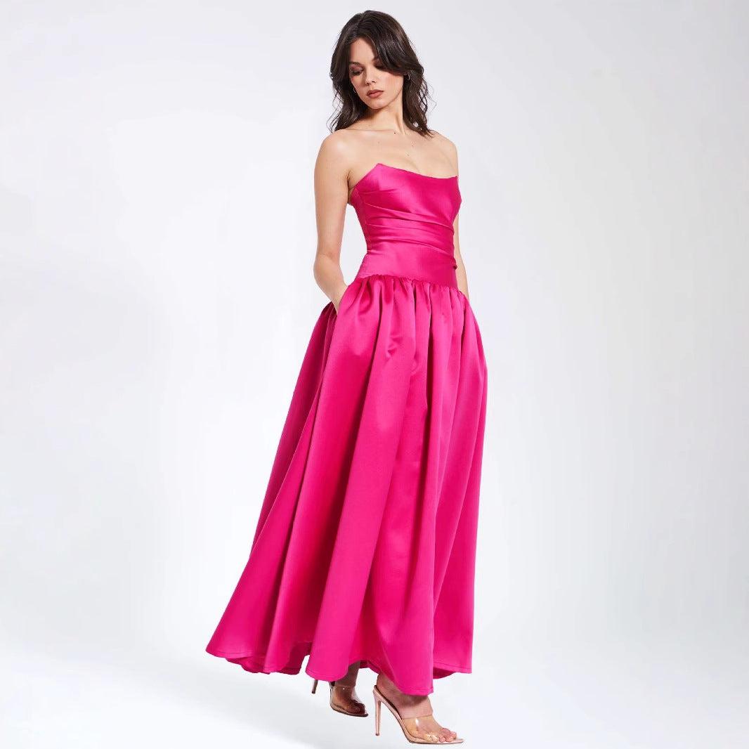 Damen Abendkleid mit schulterfreier Silhouette und voluminösem Rock Sovae