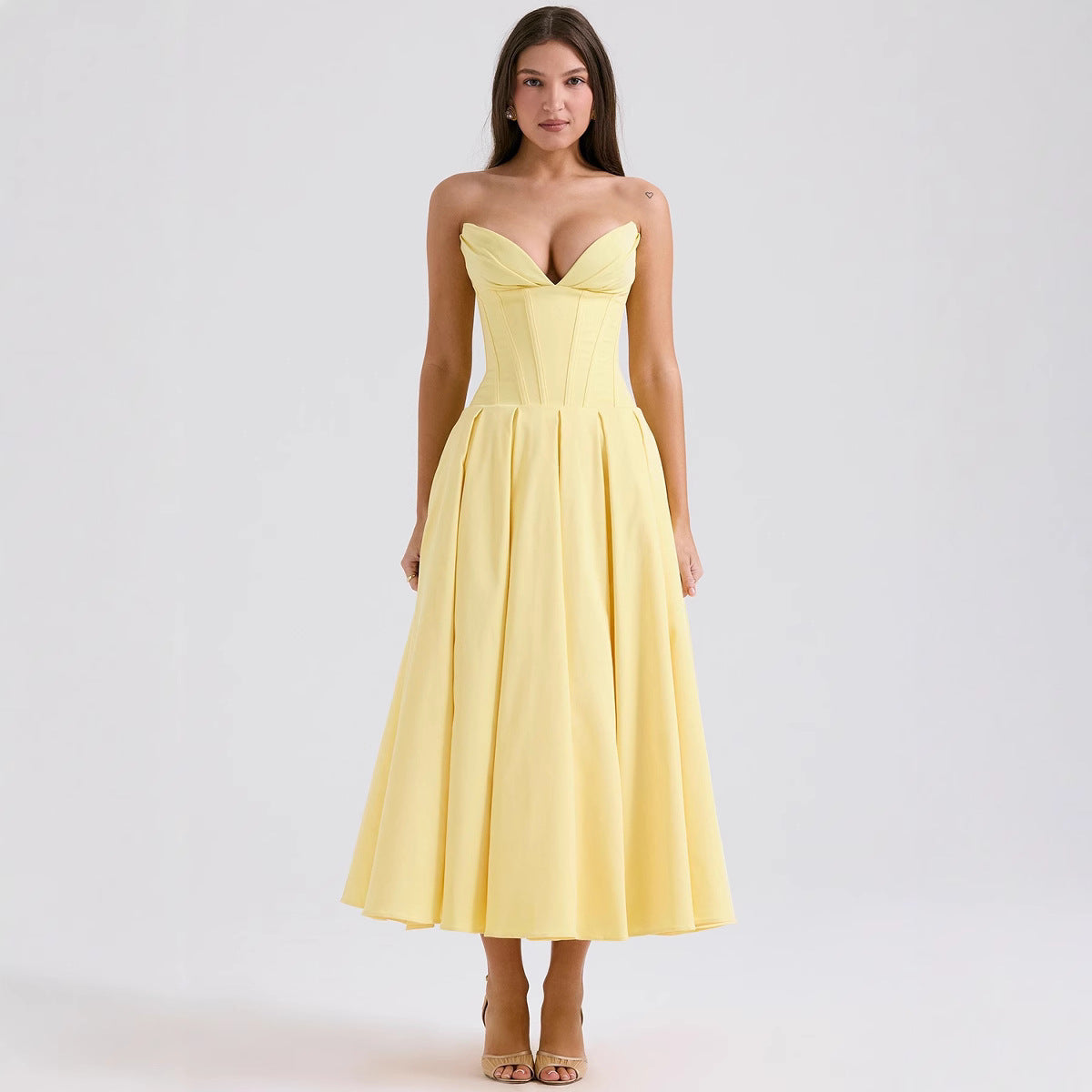 Damen Abendkleid mit korsettartigem Oberteil und weitschwingendem Rock Sovae
