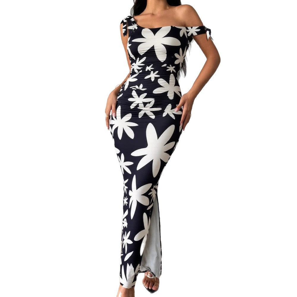 Damen elegantes Maxikleid mit floralem Muster und Schlitz Sovae