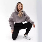 Damen modischer cropped Hoodie mit weitem Schnitt Sovae