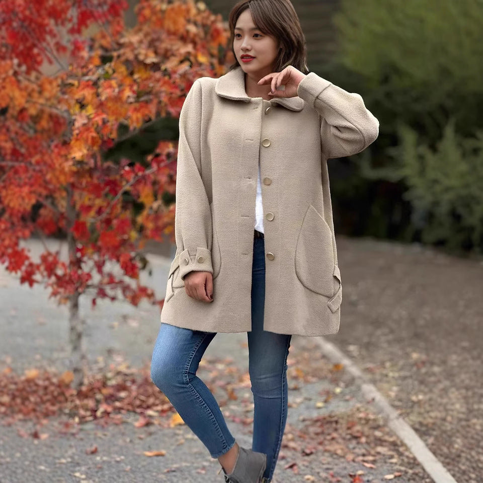 Damen modische Wolljacke mit praktischen Taschen Sovae
