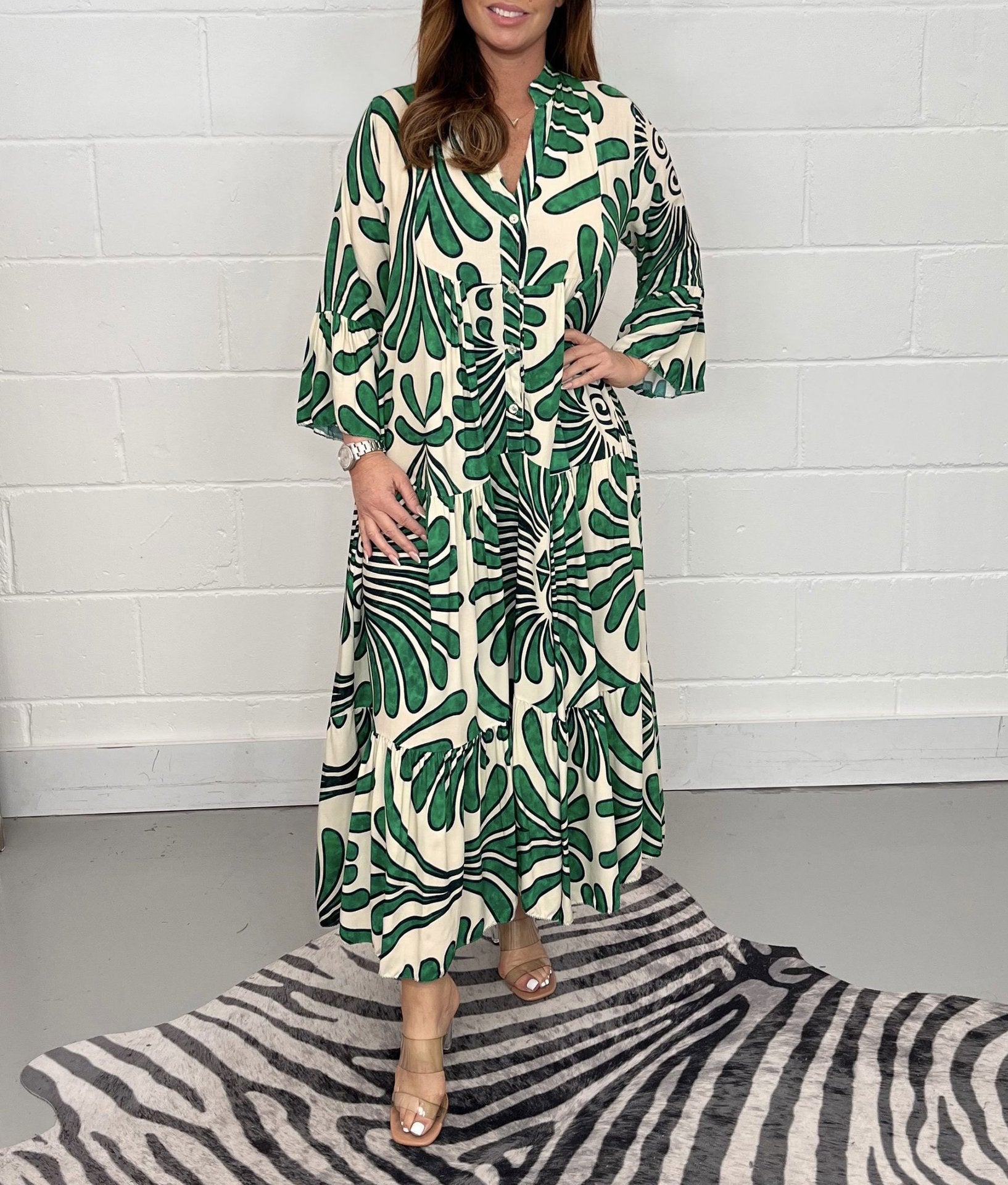 Damen Maxi-Kleid mit floralen Mustern Sovae