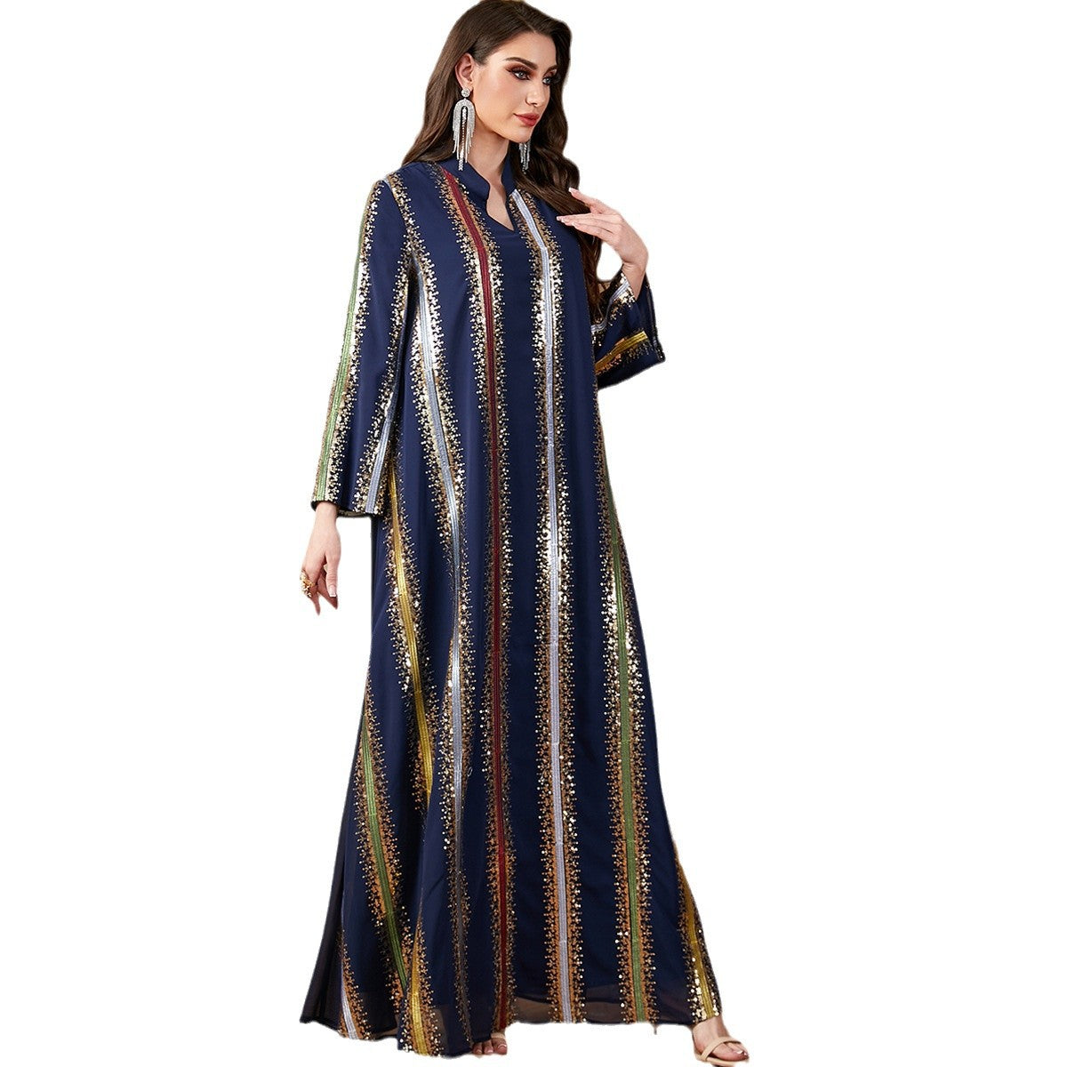 Damen Elegantes Maxikleid mit schimmernden Verzierungen Sovae
