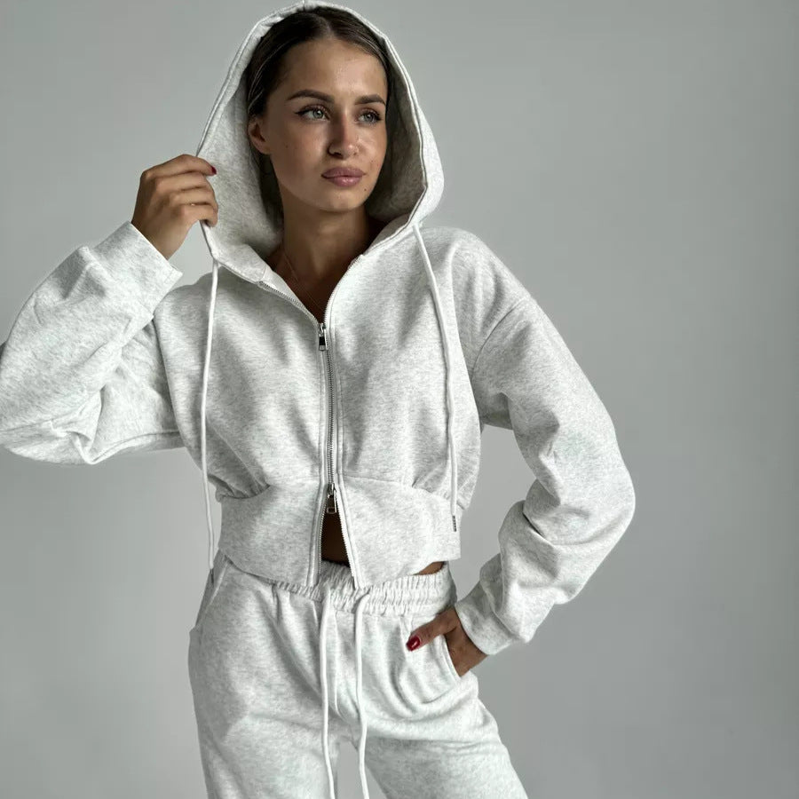 Damen cropped Hoodie und entspannte Jogginghose Set Sovae