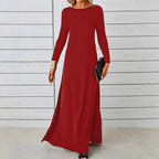 Damen elegantes Maxikleid mit langen Ärmeln und fließendem Schnitt Sovae